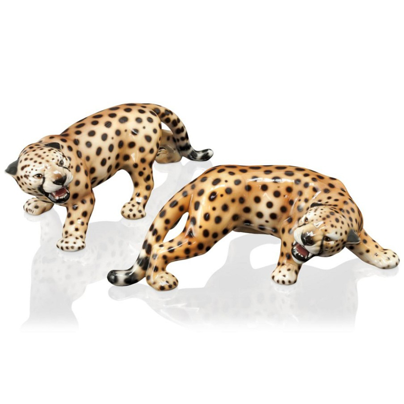 Статуэтки Abhika Cheetah Set 2 Pcs Коричневый Черный в Перми | Loft Concept 