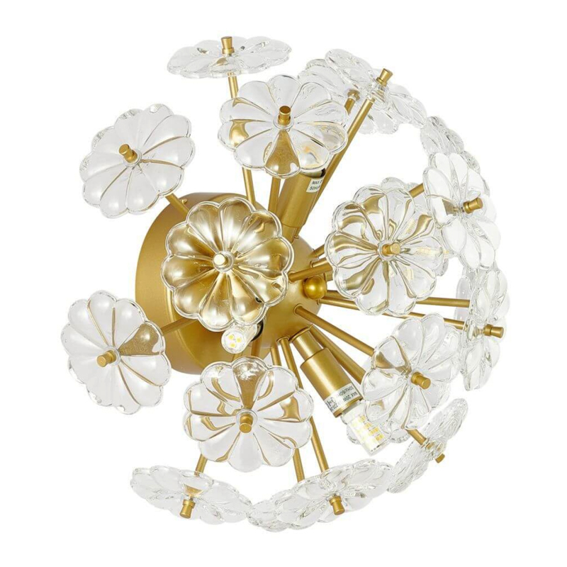 Бра Glass Flowers Sputnik Wall Lamp матовое золото Прозрачное Стекло в Перми | Loft Concept 