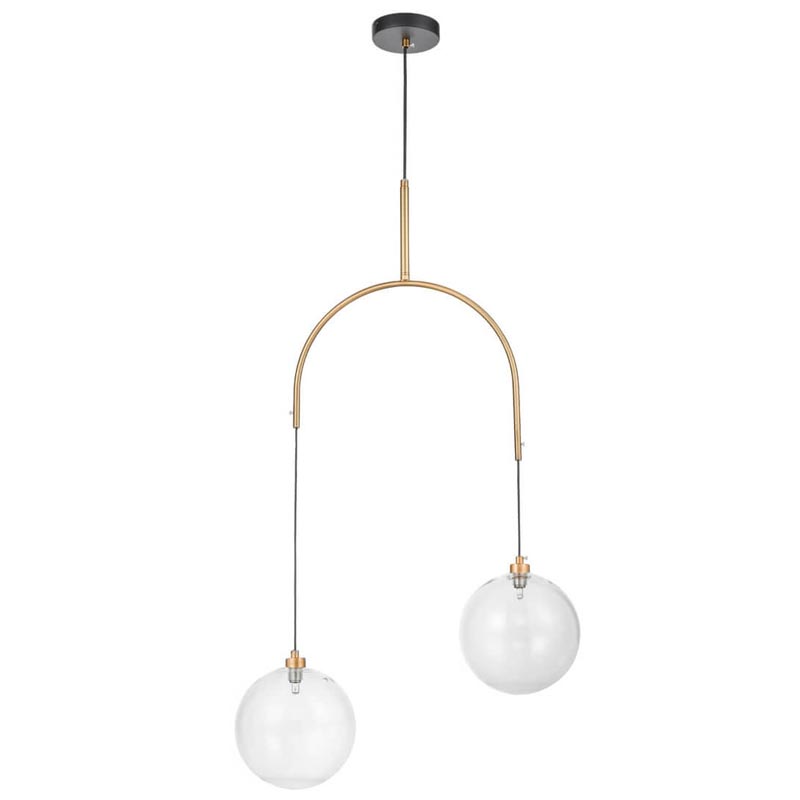 Люстра Two Hanging Ball Chandelier Золотой Прозрачный Черный в Перми | Loft Concept 