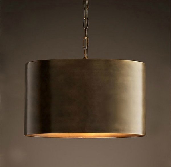 Подвесной светильник RH Antiqued Metal Drum Pendant lamp Brown Коричневый в Перми | Loft Concept 