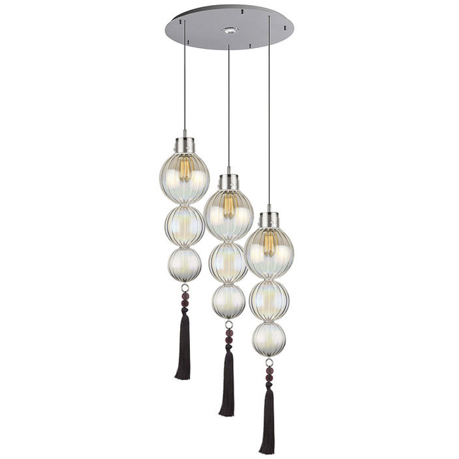 Люстра Heathfield Lighting - Medina Circle 3 Chandelier Хром Латунь Прозрачный Коричневый Голубой в Перми | Loft Concept 