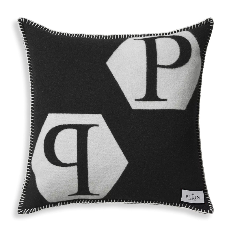 Подушка Philipp Plein Cushion Cashmere Black Черно-белый в Перми | Loft Concept 