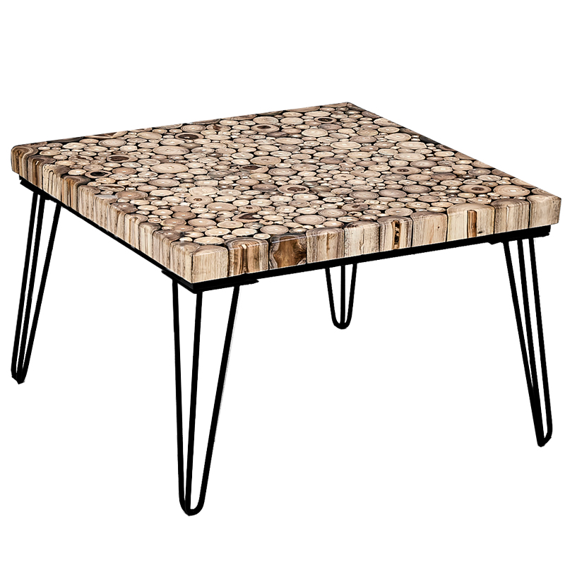 Кофейный стол Tree Cuts square coffee table Коричневый Черный в Перми | Loft Concept 