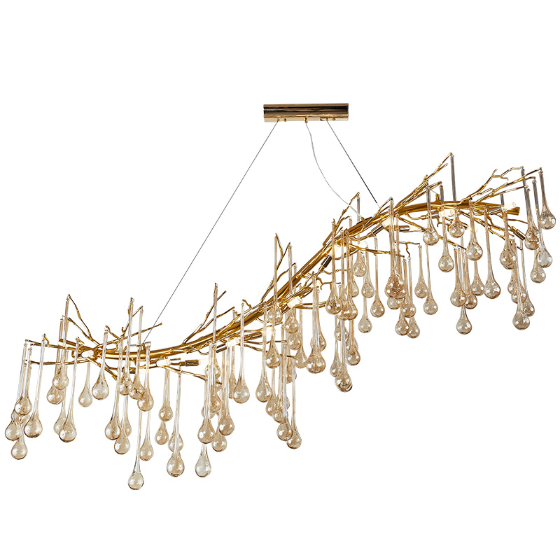 Люстра Droplet Branch Chandelier Глянцевое золото Янтарь (Amber) в Перми | Loft Concept 