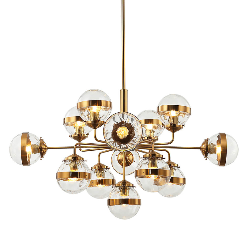 Люстра Greyson Chandelier 13 lamp Глянцевое золото Прозрачный в Перми | Loft Concept 