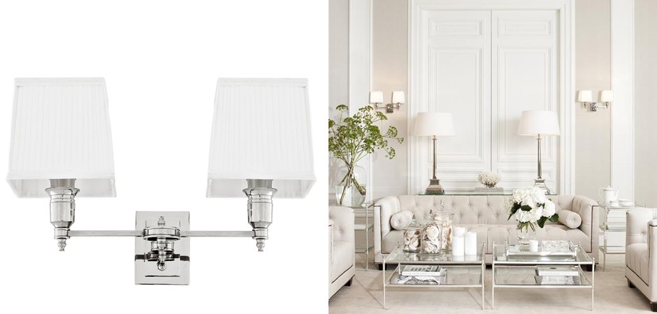Бра Wall Lamp Lexington Double Nickel+White Бра Wall Lamp Lexington Double Nickel+White - Loft-Concept в Перми