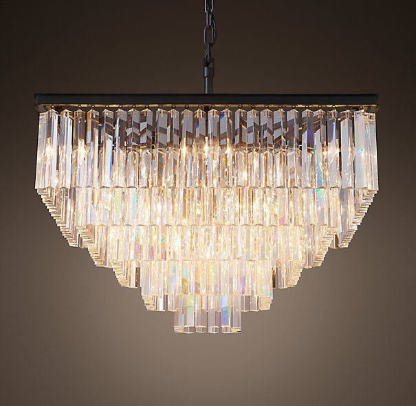 Люстра RH 1920s Odeon Clear Glass Fringe Chandelier - 5 square Черный в Перми | Loft Concept 