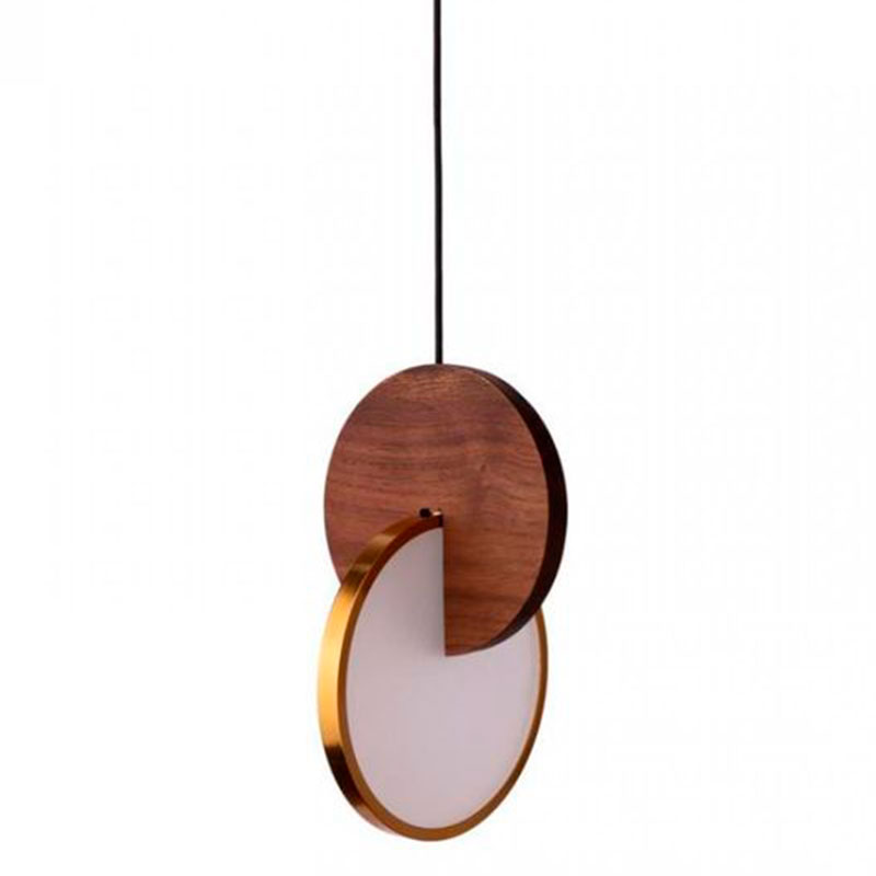 Подвесной светильник Eclipse Pendant Light Wood Золотой Белый Дерево Табак в Перми | Loft Concept 