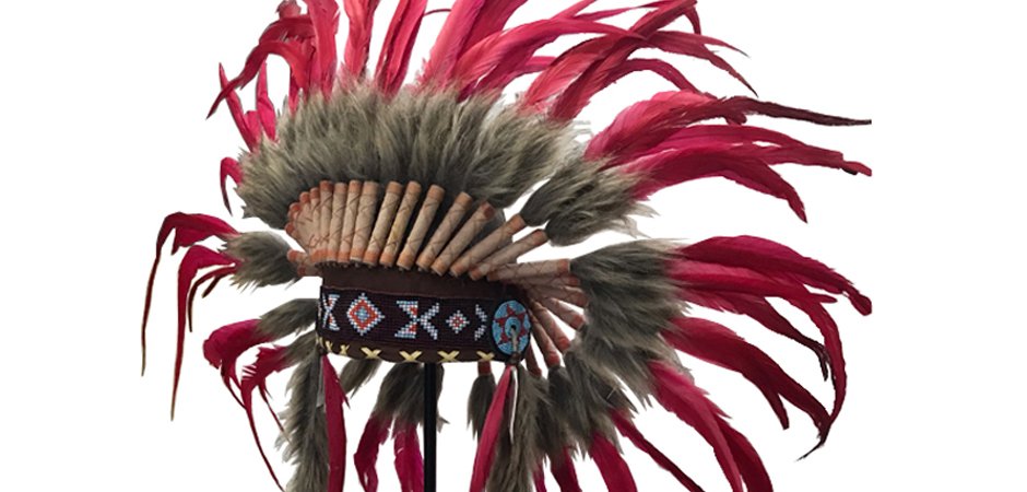 War bonnet Индейский венец из перьев красный War bonnet Индейский венец из перьев красный - Loft-Concept в Перми