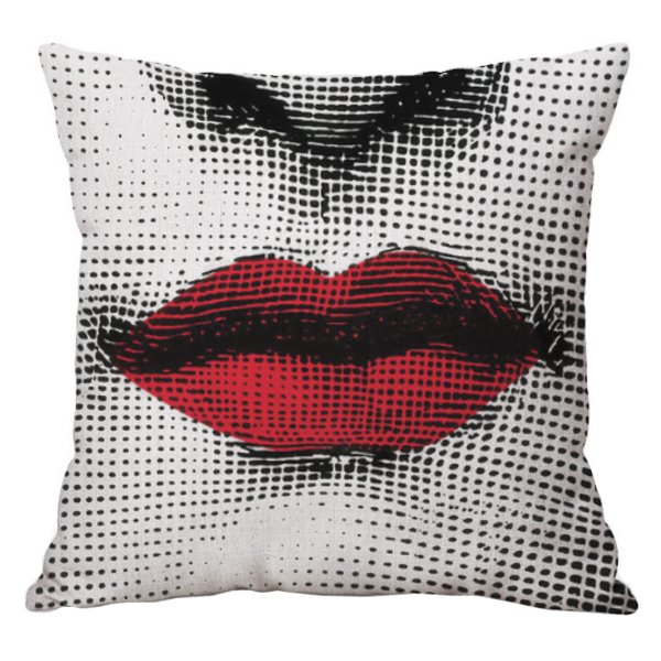 Декоративная подушка Fornasetti lips red Красный (Red) в Перми | Loft Concept 