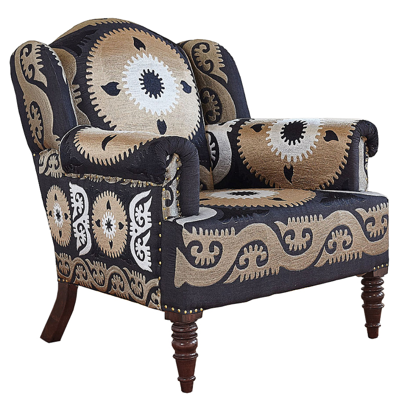 Armchair Mandala Beige Ornament Бежевый Черный в Перми | Loft Concept 