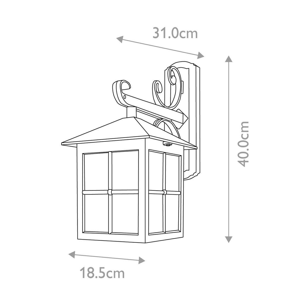 Настенный фонарь черного цвета в форме фонаря с решетчатым плафоном и фактурным стеклом Elstead Lighting в Перми