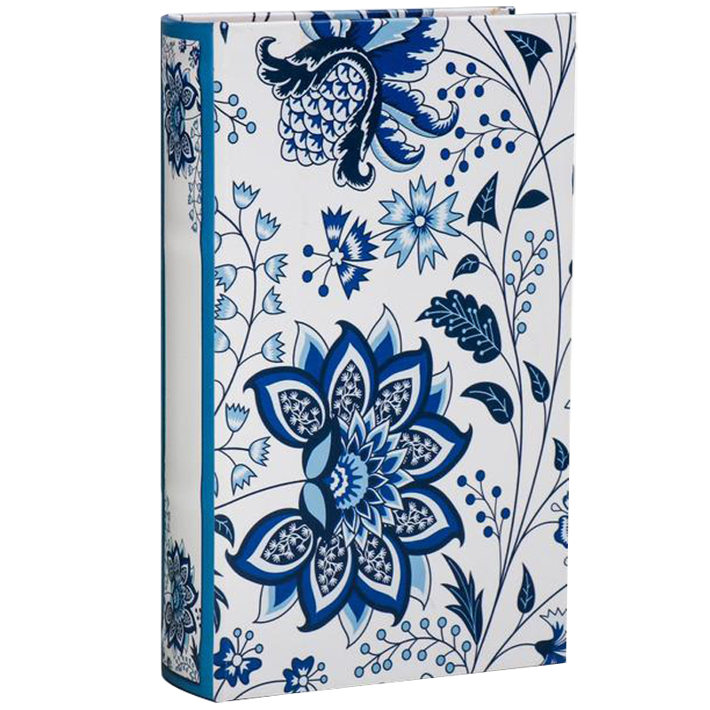 Шкатулка-книга с сейфом Fabulous Flowers Book Box Синий Белый в Перми | Loft Concept 