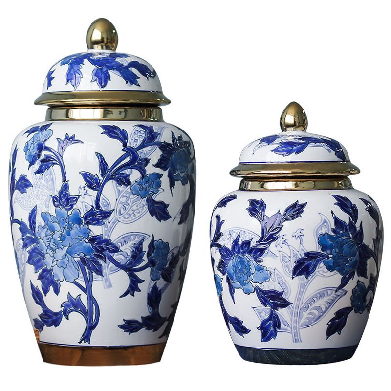 Вазы Porcelain Oriental Blue Ornament Vases Синий Белый Золотой в Перми | Loft Concept 