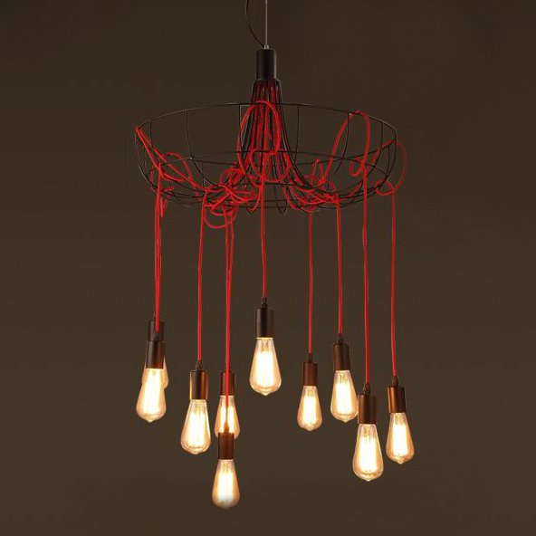 Люстра Blood Wire Chandelier Red 10 Красный Черный в Перми | Loft Concept 