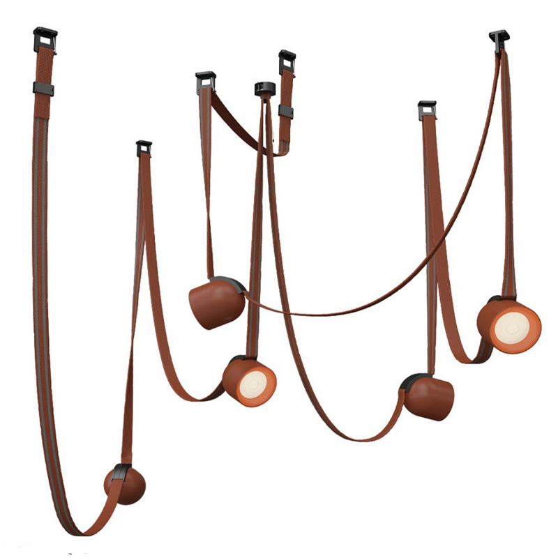 Комплект ременной трековой системы из 5 светильников Flos Wireline Lighting Коричневый Черный Комплект ременной трековой системы из 5 светильников Flos Wireline Lighting Коричневый Черный в Перми | Loft Concept