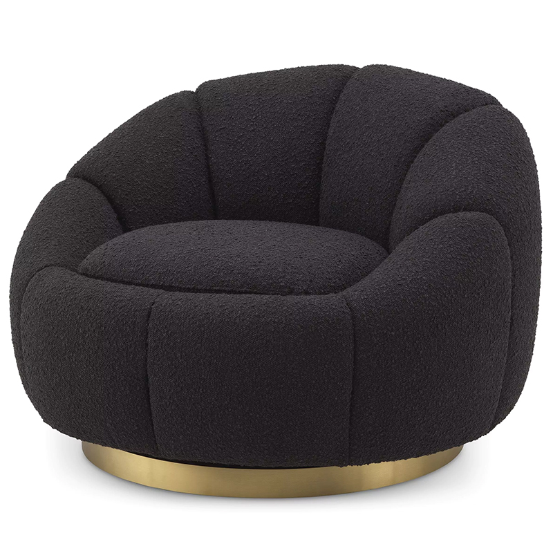 Кресло Eichholtz Swivel Chair Inger Black Черный Латунь в Перми | Loft Concept 