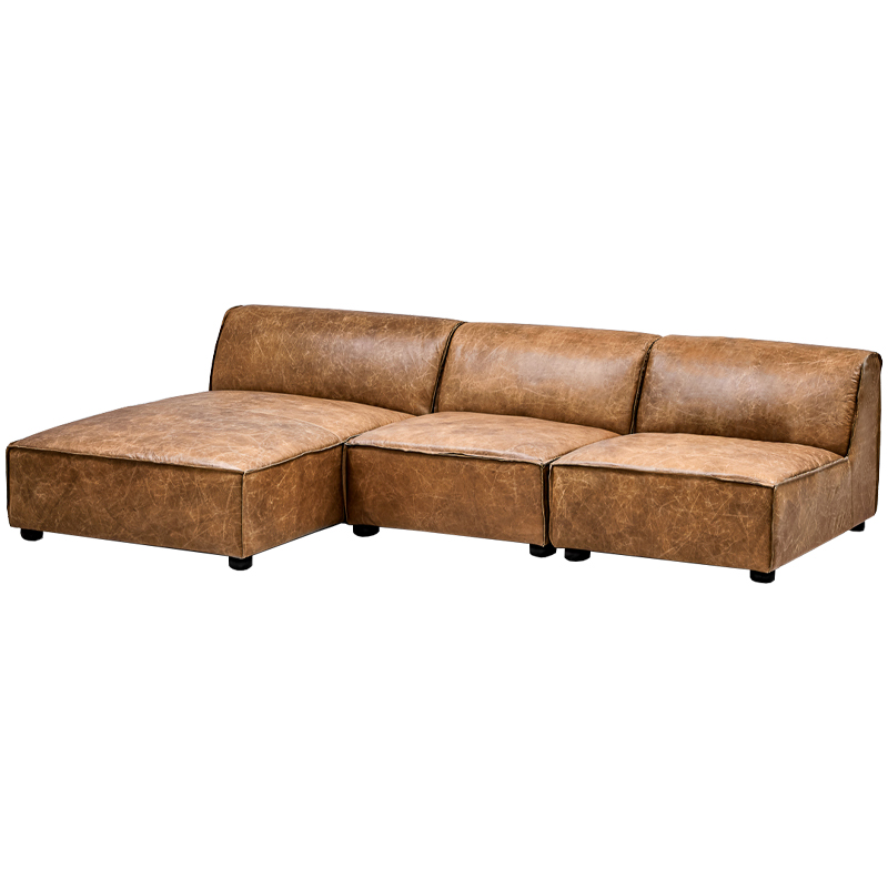 Диван Diehl Leather Sofa Карамель Хром в Перми | Loft Concept 