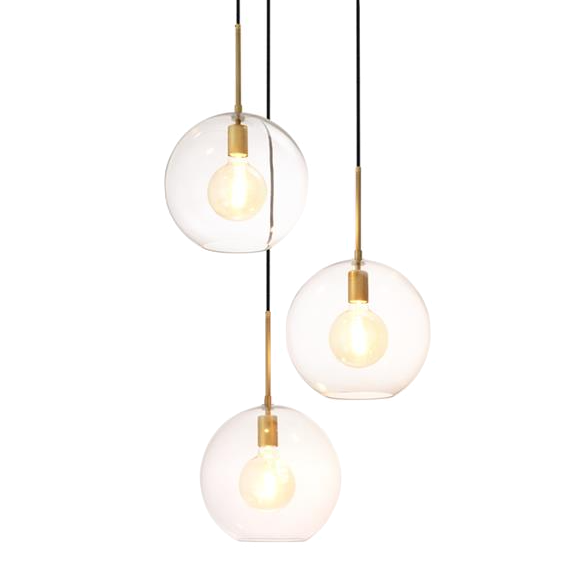 Люстра Chandelier Tango 3 light Латунь Античная полированная Темная бронза Прозрачное Стекло в Перми | Loft Concept 