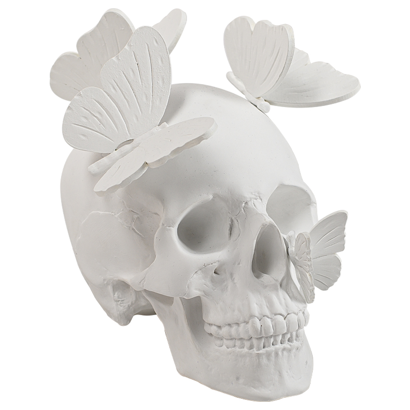 Статуэтка Skull with butterflies white Белый в Перми | Loft Concept 