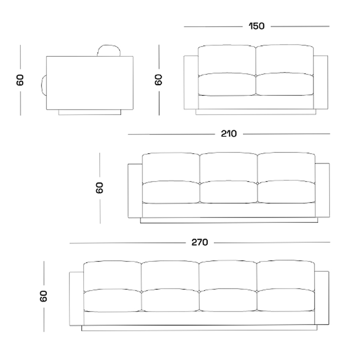 Дизайнерский кожаный диван черный Poltronova Saratoga Sofa в Перми