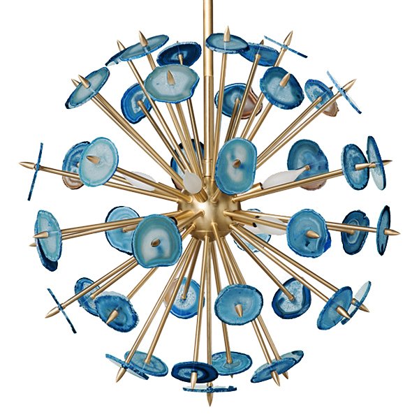  Люстра  Agate Burst Chandelier BLUE с синими агатами Синий Латунь в Перми | Loft Concept 