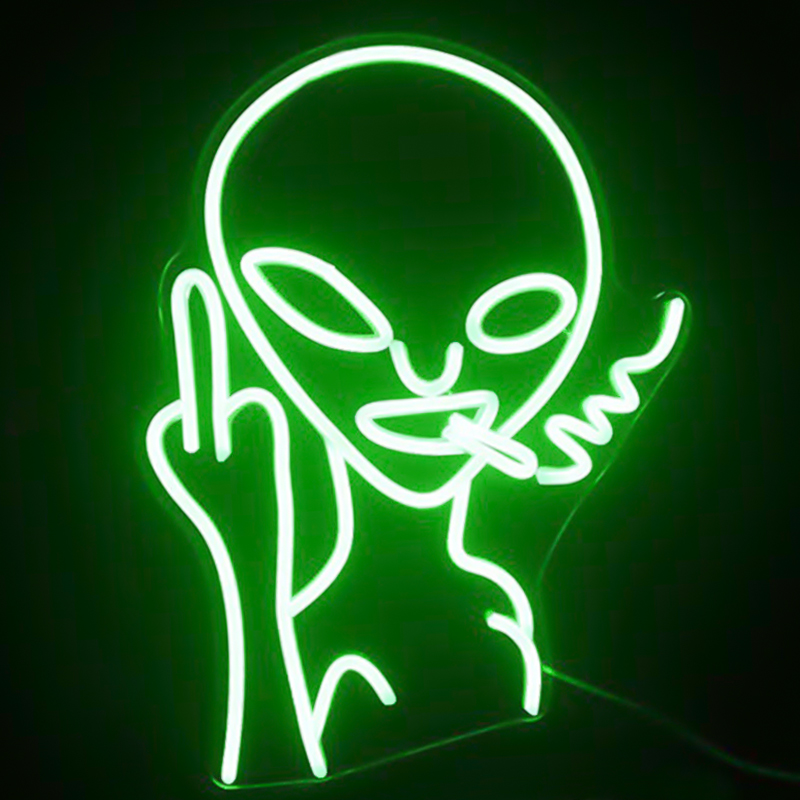 Неоновая настенная лампа Alien Neon Wall Lamp Зеленый Белый в Перми | Loft Concept 