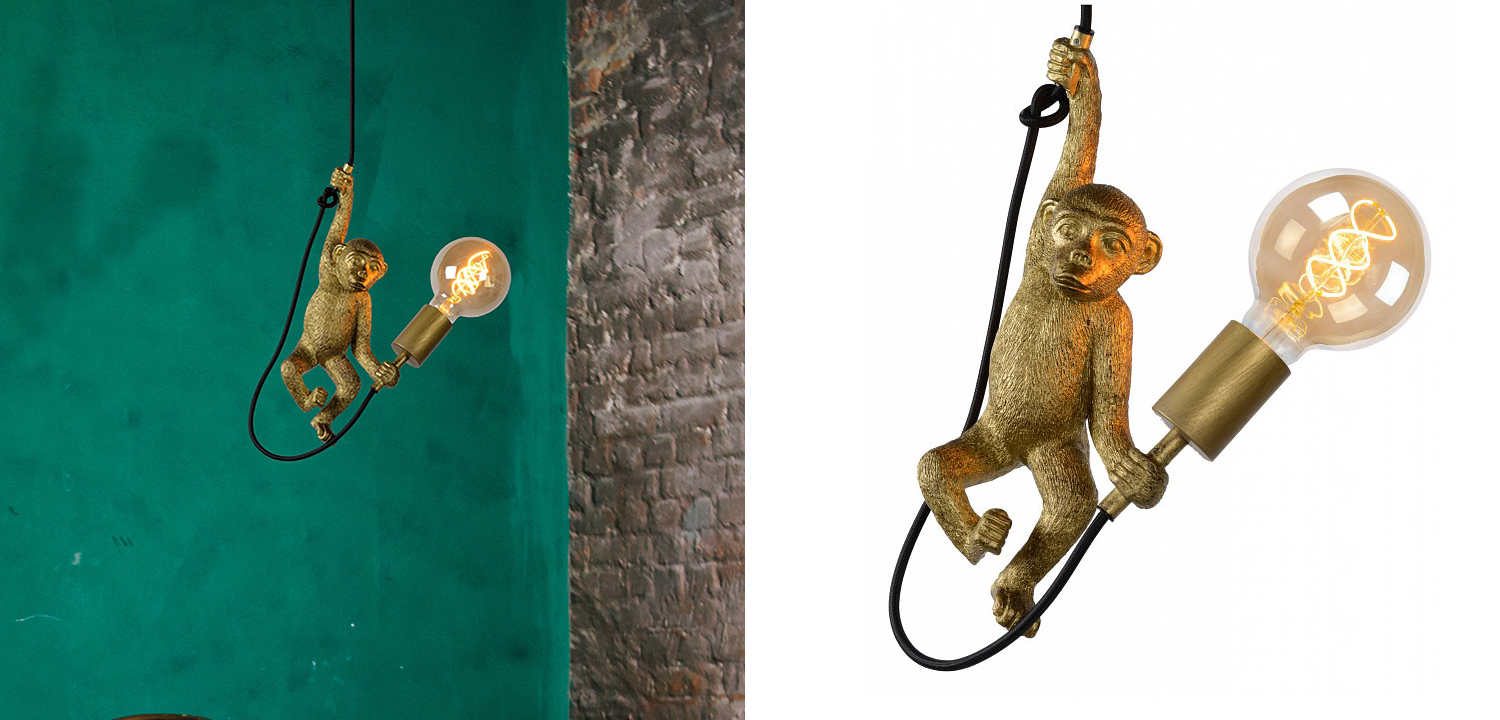 Подвесной светильник Monkey holding a light bulb - фото