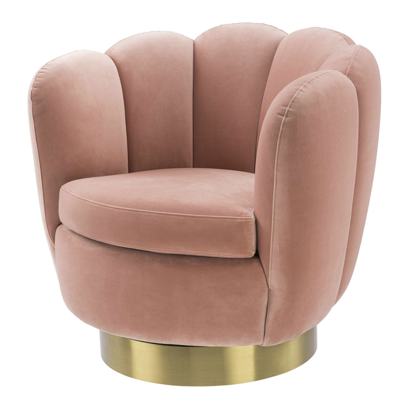 Кресло Eichholtz Swivel Chair Mirage nude Розовый пастельный Матовая латунь в Перми | Loft Concept 