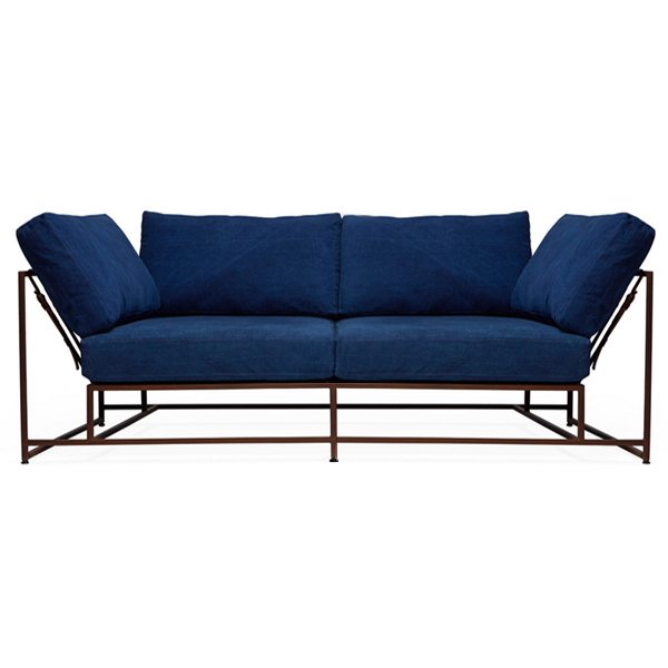 Двухместный диван Indigo Denim and copper Two Seat Sofa Индиго в Перми | Loft Concept 