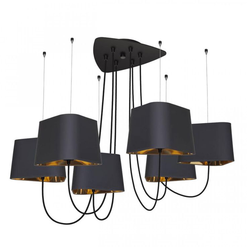 Люстра Designheure Lighting Black 6 плафонов Черный Золотой в Перми | Loft Concept 