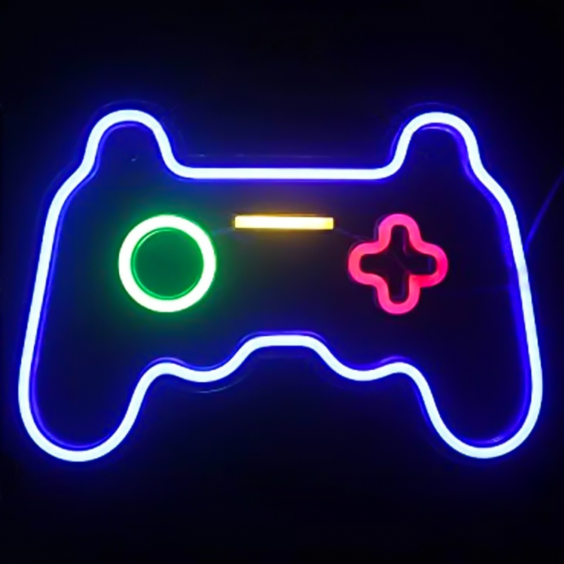 Неоновая настенная лампа Joystick Neon Wall Lamp Синий Зеленый Красный Желтый Прозрачный в Перми | Loft Concept 