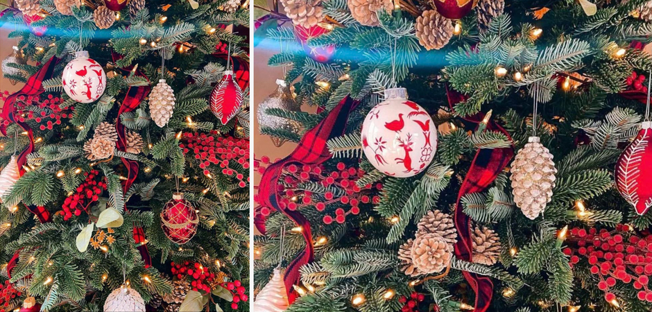 Дизайнерская Елка Украшенная Золотым и Белым декором Pine Cones and Red Decor Дизайнерская Елка Украшенная Золотым и Белым декором Pine Cones and Red Decor - Loft-Concept в Перми