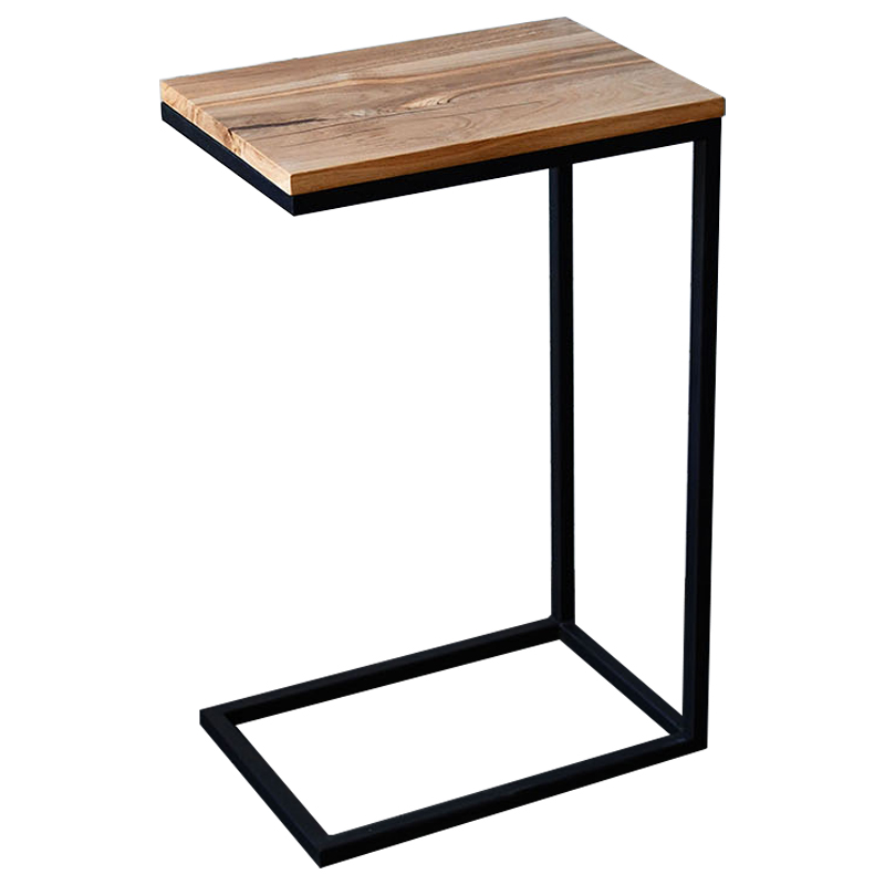 Приставной стол Hanson Industrial Metal Rust Side Table Светлый дуб Черный в Перми | Loft Concept 