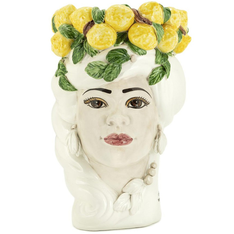 Ваза Vase Lemon Head Lady White Белый Желтый Зеленый в Перми | Loft Concept 