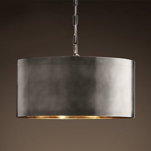 Подвесной светильник RH Antiqued Metal Drum Pendant lamp Серебряный Бронза в Перми | Loft Concept 