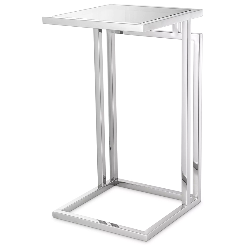 Приставной стол Eichholtz Side Table Marcus Chrome Стекло Смок Хром в Перми | Loft Concept 