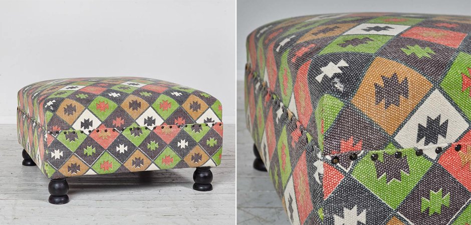 Пуф с зеленым орнаментом KELIM Pattern Пуф с зеленым орнаментом KELIM Pattern - Loft-Concept в Перми