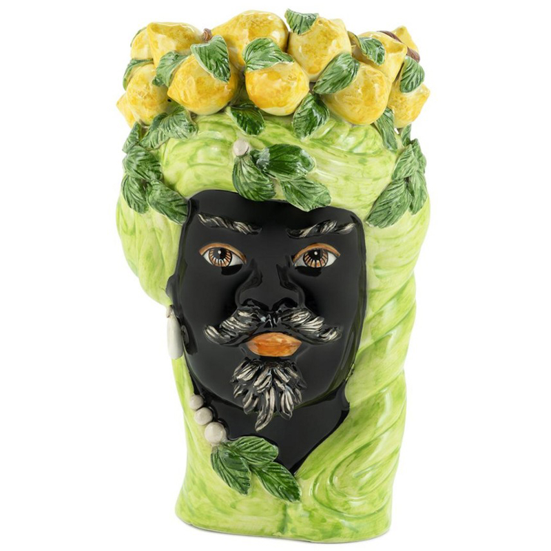 Ваза Vase Lemon Head Man Lime Салатовый Желтый Черный в Перми | Loft Concept 