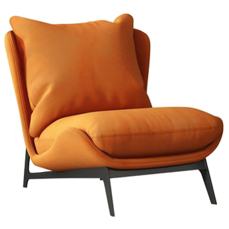 Кресло Maxwell Orange Textile Leather Armchair Оранжевый Черный в Перми | Loft Concept 