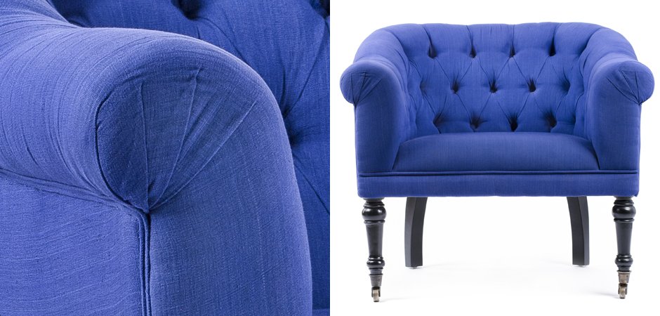 Кресло Chair Bentley кресло синий лен Кресло Chair Bentley кресло синий лен - Loft-Concept в Перми