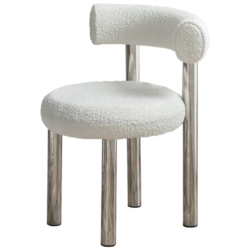 Стул Ellias White Boucle Chair Белый Хром в Перми | Loft Concept 