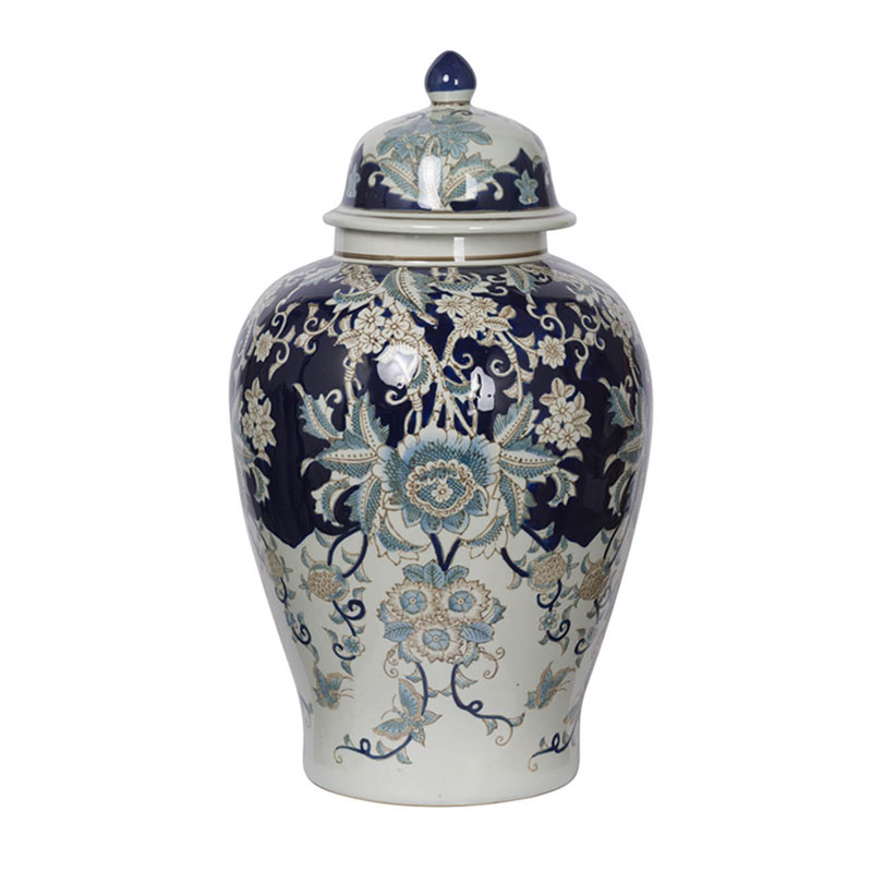 Ваза с крышкой Blue & White Ornament Vase 59 Белый Синий в Перми | Loft Concept 