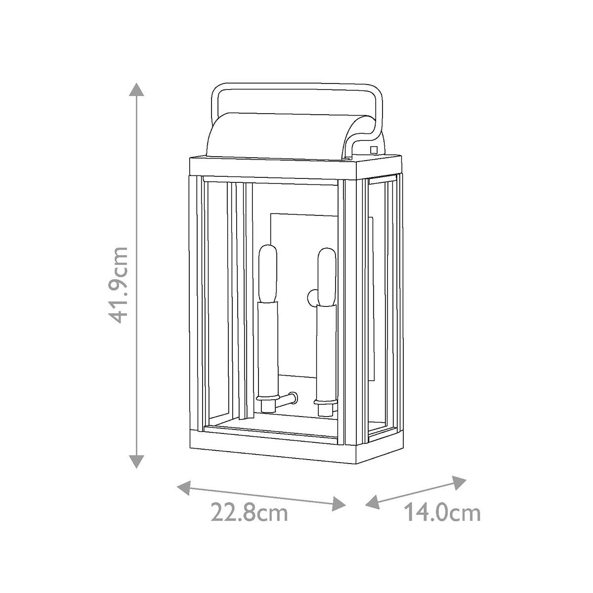 Настенный фонарь прямоугольной формы цвета состаренная латунь с двумя лампами Hinkley в Перми