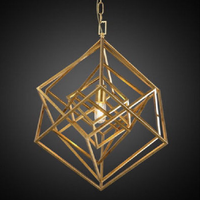 Подвесной светильник CUBIST Chandelier Gold 1 bulbs Золотой в Перми | Loft Concept 