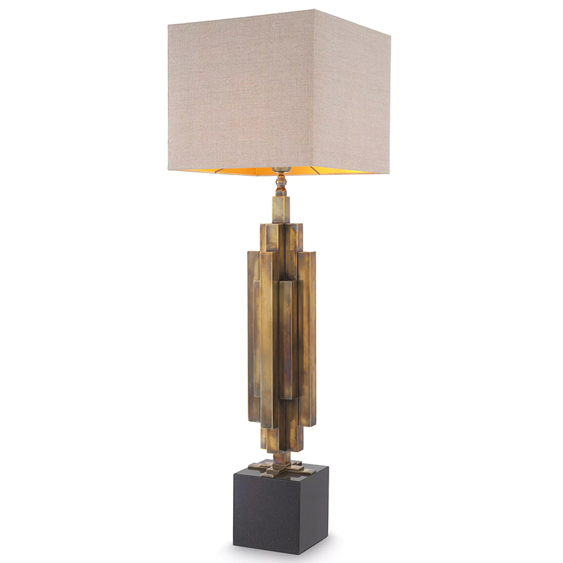 Настольная лампа Eichholtz Table Lamp Ellis Brass Черный Винтажная латунь Бежево-серый в Перми | Loft Concept 