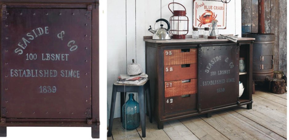 Буфет металлический с деревянными ящиками Industrial Rust Iron Buffet Буфет металлический с деревянными ящиками Industrial Rust Iron Buffet - Loft-Concept в Перми