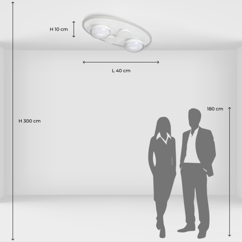 Потолочный светильник овальной формы белого цвета с 4-мя лампами Lunar Pebbles в Перми