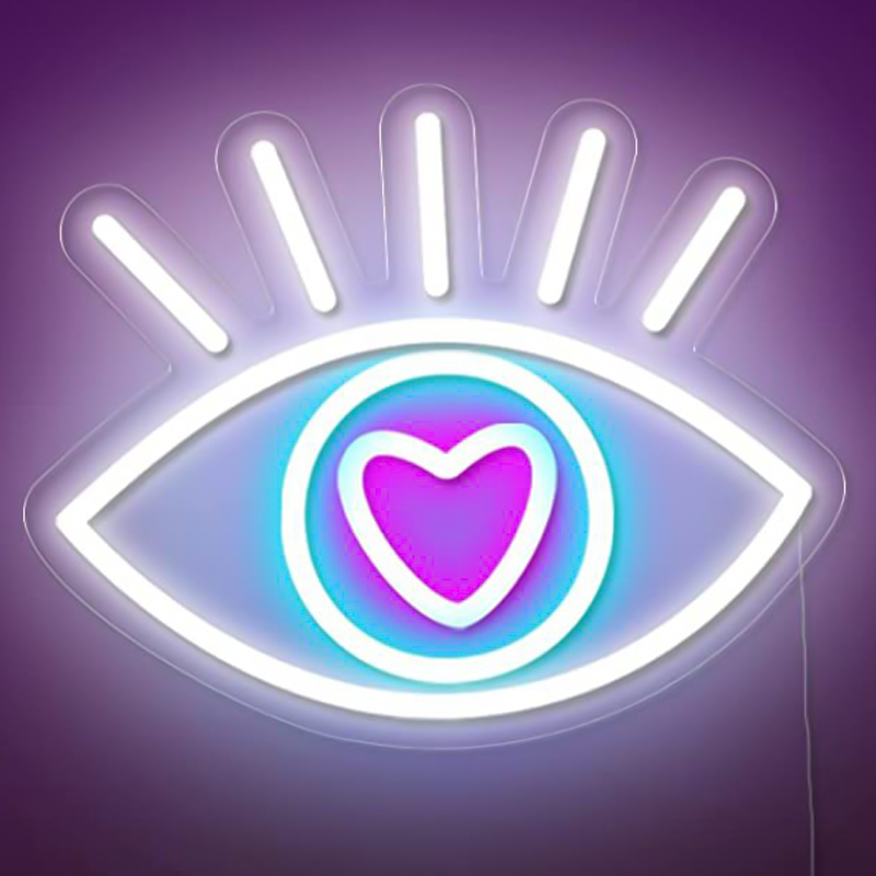 Неоновая настенная лампа Lucky Eye Neon Wall Lamp Белый Бирюзовый Розовый Прозрачный в Перми | Loft Concept 