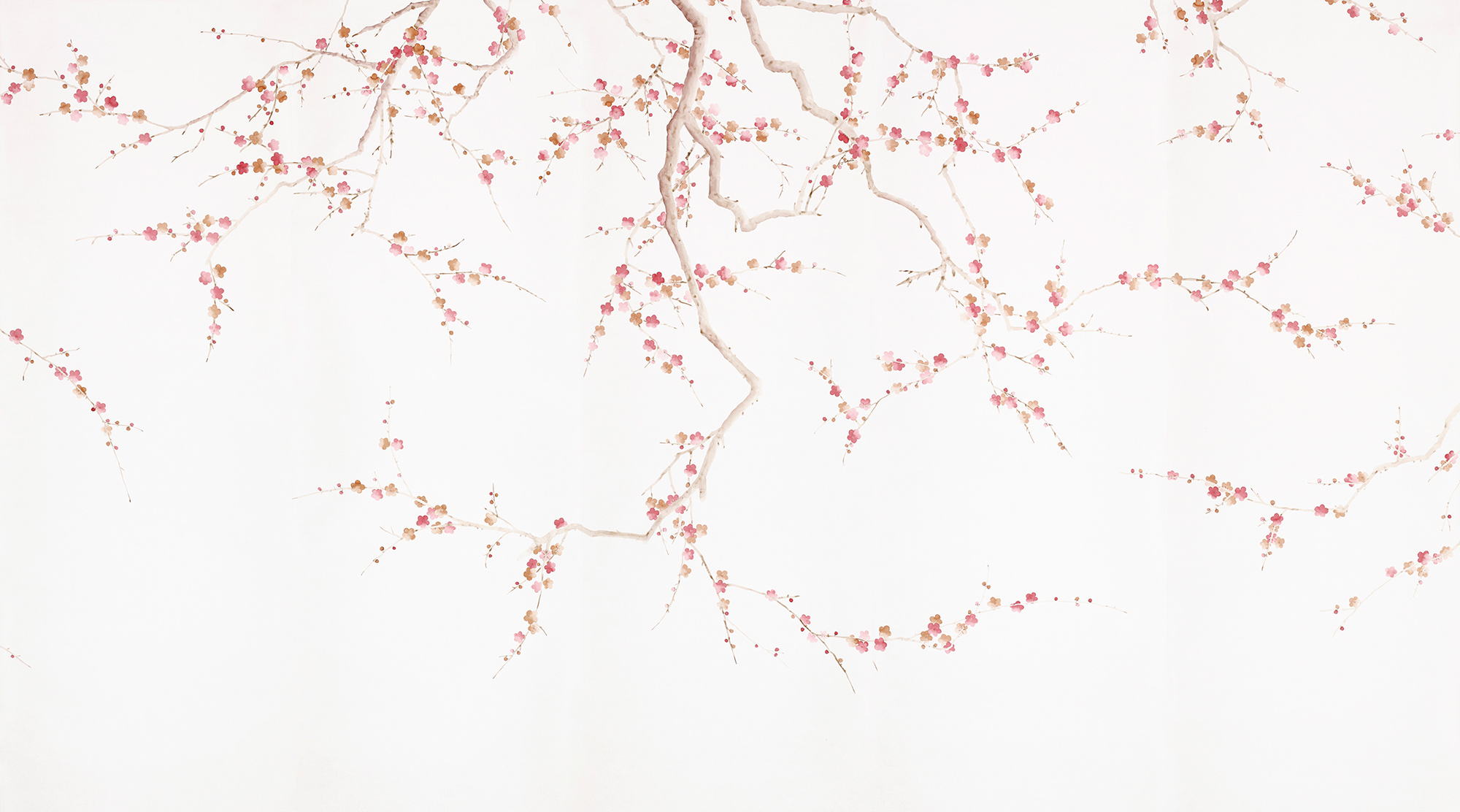Обои ручная роспись Plum Blossom Bleached on Bleached White dyed silk Обои ручная роспись Plum Blossom Bleached on Bleached White dyed silk - постер Loft-Concept в Перми